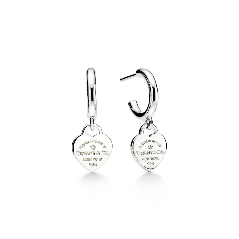 Tiffany & Co. Return to Tiffany™ Pendientes de aro en plata de ley con diamantes mini