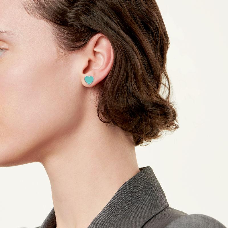 Tiffany & Co. Return To Tiffany™ Pendientes En Plata Con Color Tiffany Blue® Y Un Diamante Mini