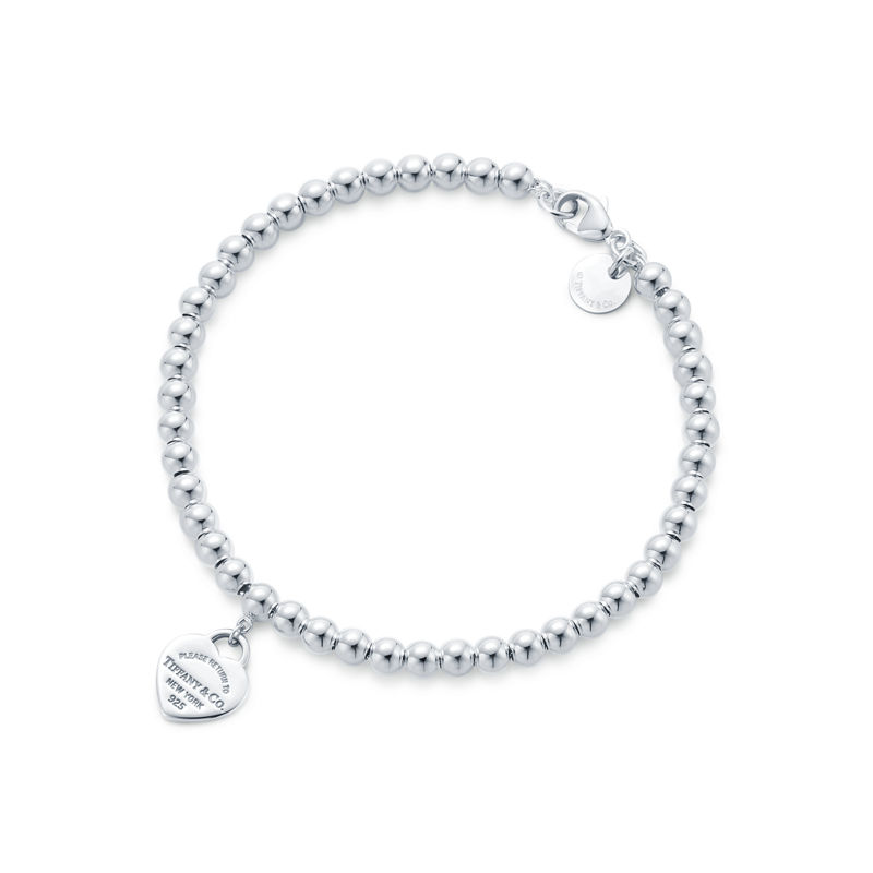 Tiffany & Co. Return To Tiffany™ Pulsera De Cuentas Con Insignia De Corazón En Color Tiffany Blue® En Plata 4 mm