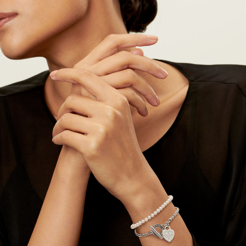 Tiffany & Co. Return To Tiffany™ Pulsera De Cuentas De Varias Vueltas En Plata Con Perlas Y Un Diamante Tamaño Pequeño