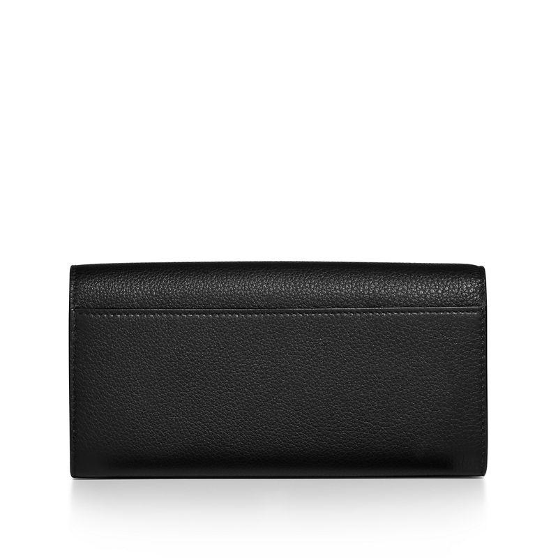 Tiffany & Co. T&CO. Cartera Continental De Solapa De Piel Color Negro