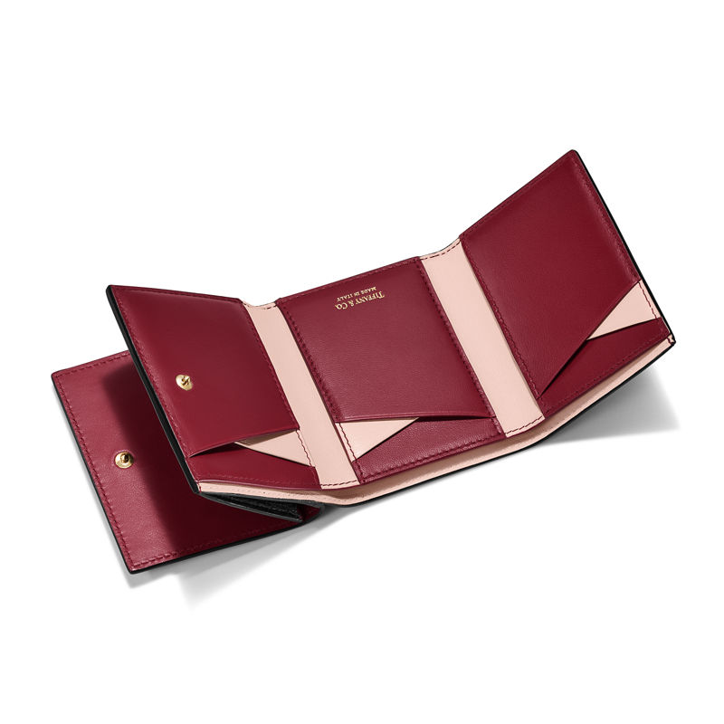 Tiffany & Co. T&CO. Cartera De Triple Hoja De Piel Color Negro