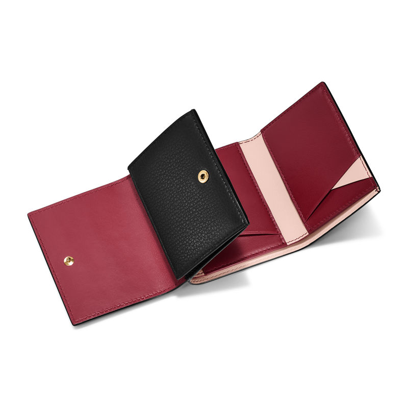 Tiffany & Co. T&CO. Cartera De Triple Hoja De Piel Color Negro