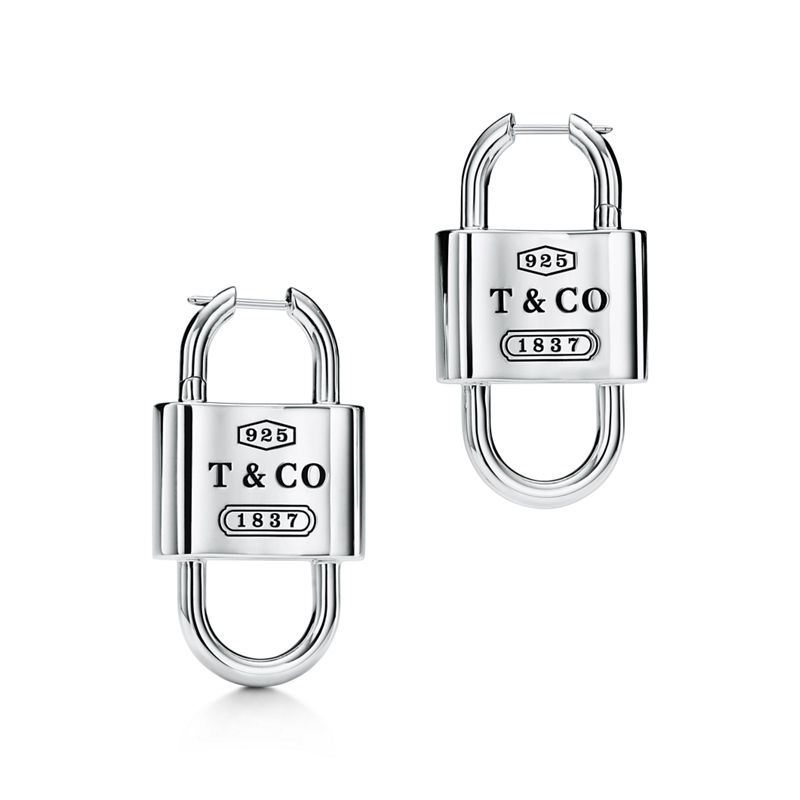 Tiffany & Co. Tiffany 1837™ Pendientes largos con candado doble grande de plata de ley