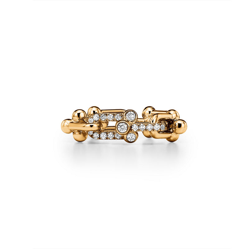 Tiffany & Co. Tiffany HardWear Anillo de eslabones pequeños de oro amarillo con diamantes