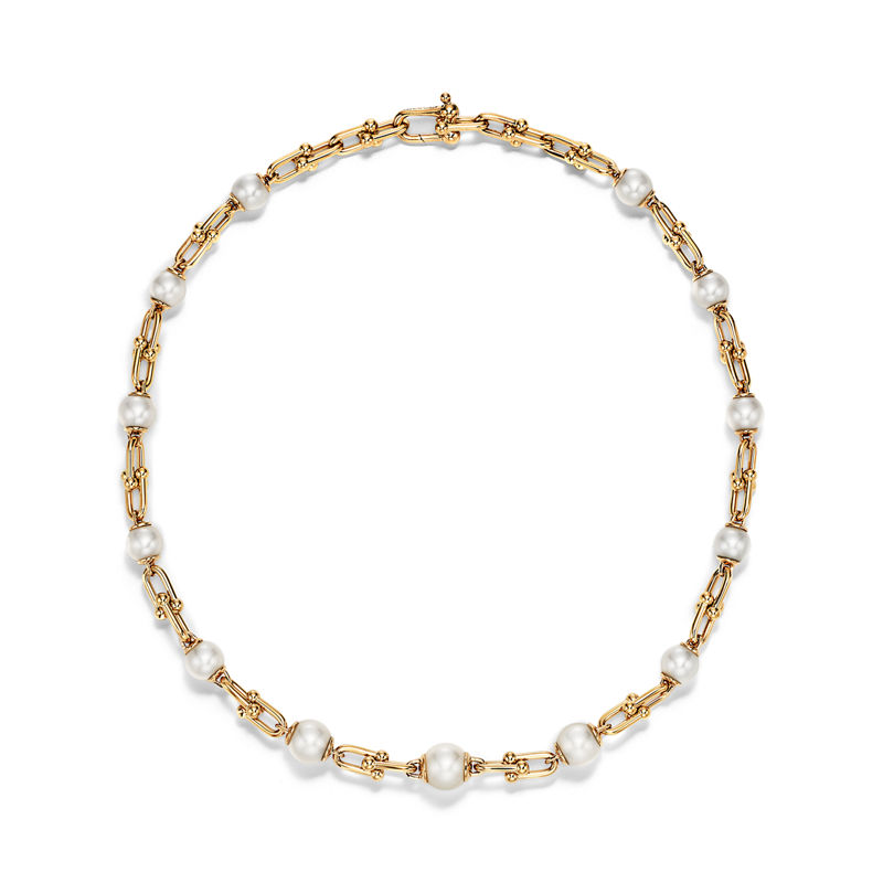 Tiffany & Co. Tiffany HardWear Collar De Eslabones Escalonados En Oro Amarillo Con Perlas De Agua Dulce