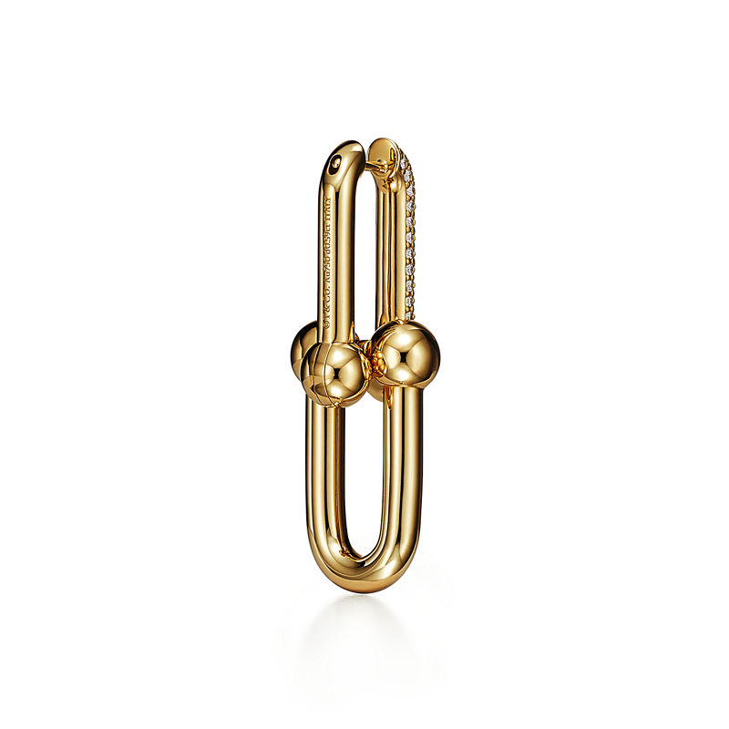 Tiffany & Co. Tiffany HardWear Pendientes De Eslabones Grandes De Oro Amarillo Con Diamantes En Pavé