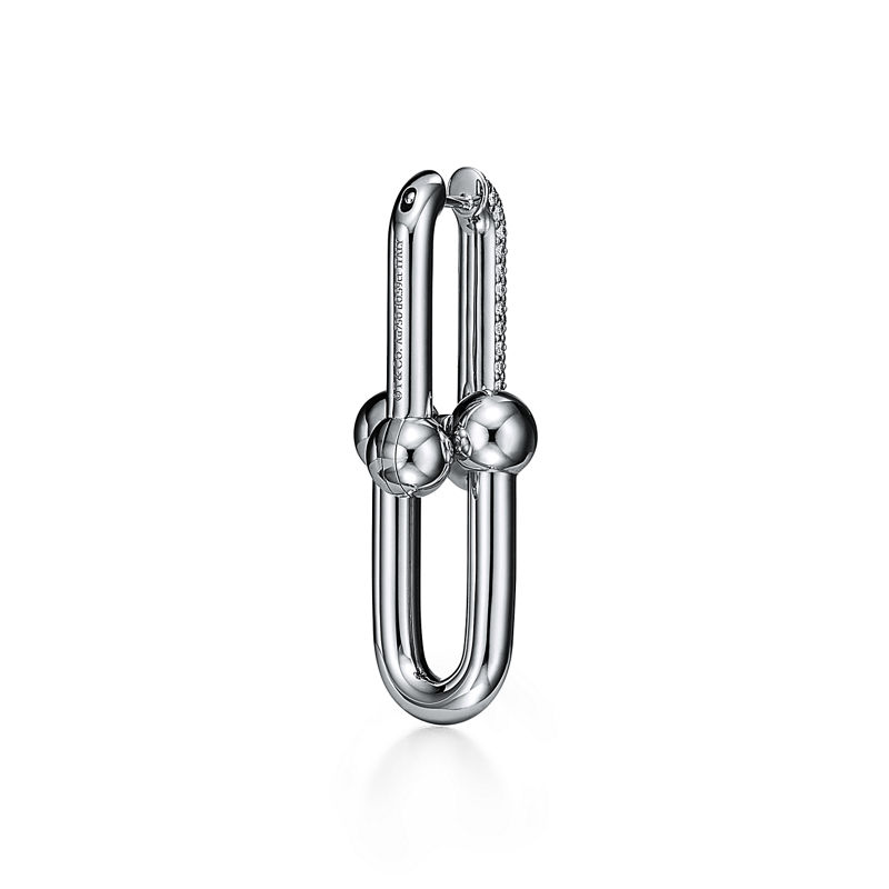 Tiffany & Co. Tiffany HardWear Pendientes De Eslabones Grandes De Oro Blanco Con Diamantes En Pavé