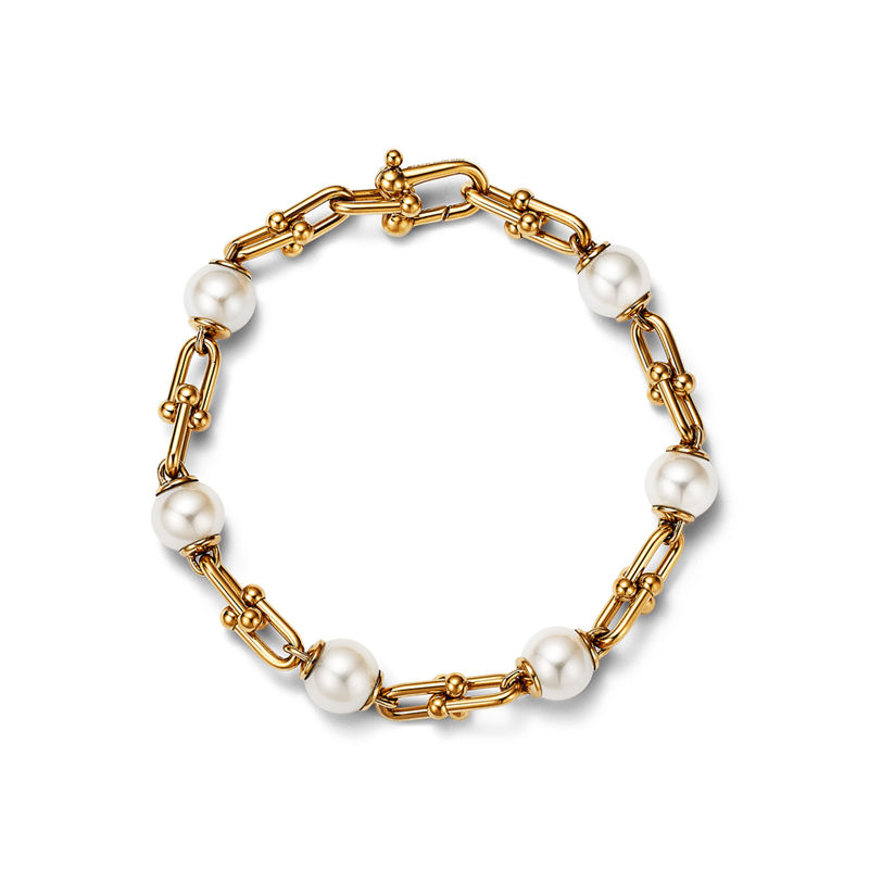 Tiffany & Co. Tiffany HardWear Pulsera de eslabones en oro amarillo con perlas de agua dulce