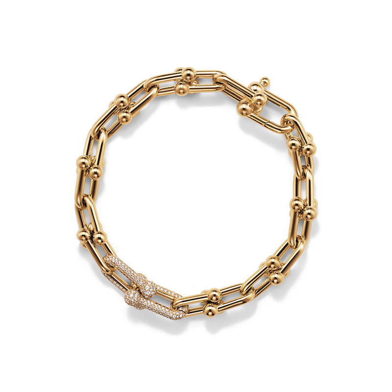 Tiffany & Co. Tiffany HardWear Pulsera de eslabones medianos de oro amarillo con diamantes