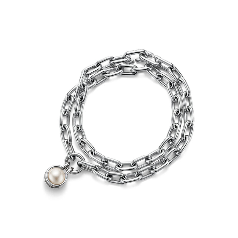 Tiffany & Co. Tiffany HardWear Pulsera de perlas de agua dulce en plata de ley de plata de ley
