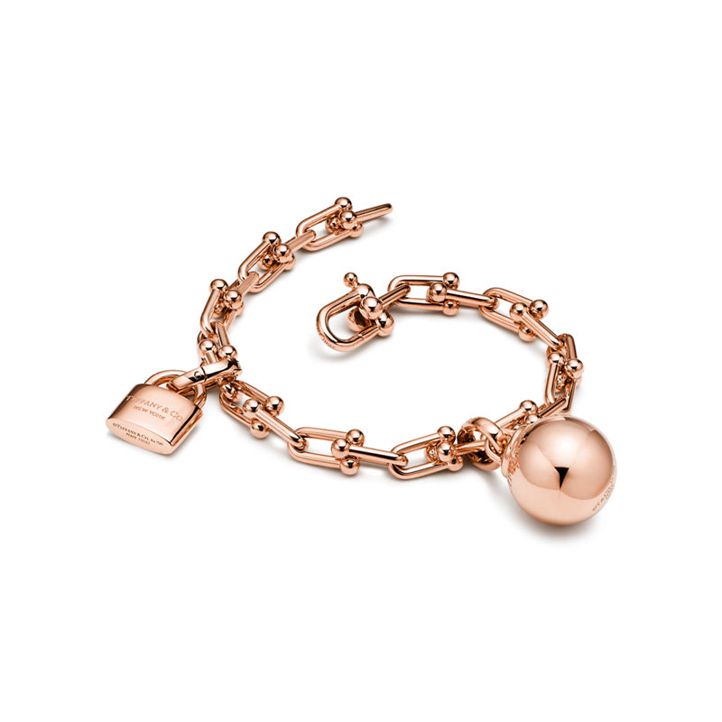 Tiffany & Co. Tiffany HardWear Pulsera De Una Vuelta Con Eslabones Pequeños De Oro Rosa