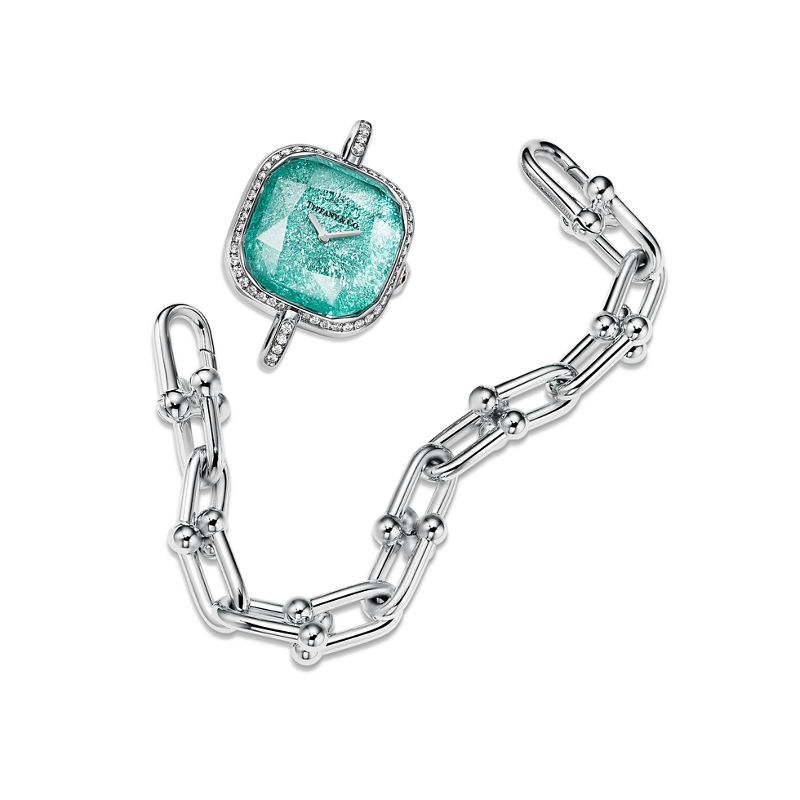 Tiffany & Co. Tiffany HardWear Reloj De Plata De Ley Y Acero Con Bisel De Diamantes