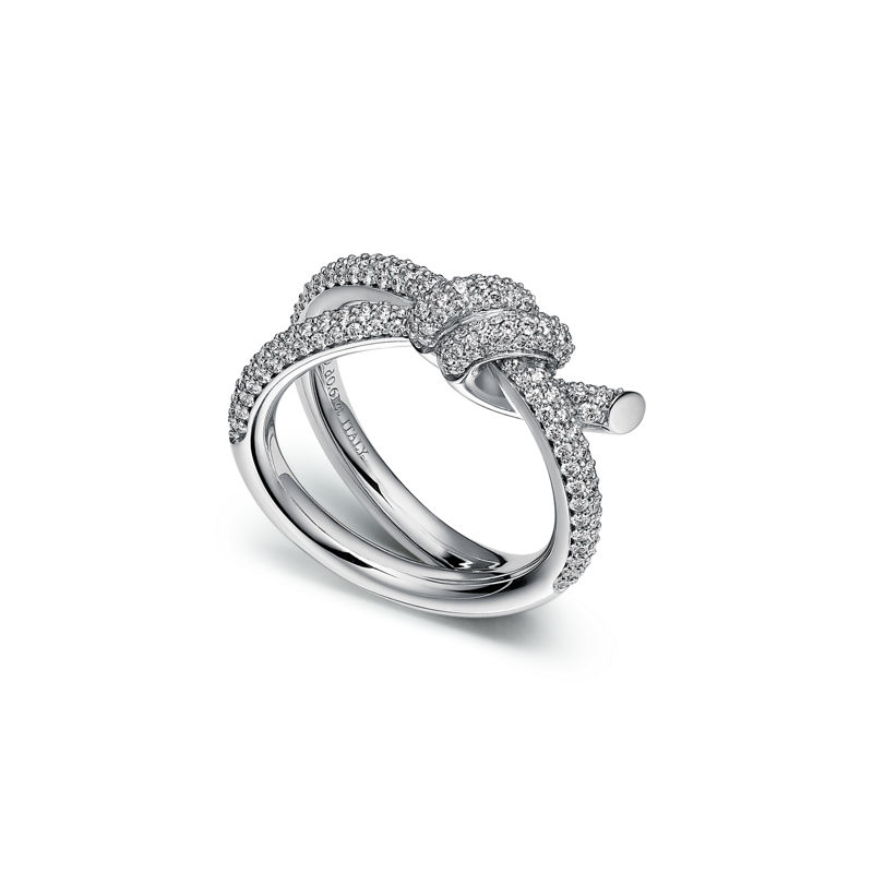 Tiffany & Co. Tiffany Knot Anillo De Dos Vueltas En Oro Blanco Con Diamantes
