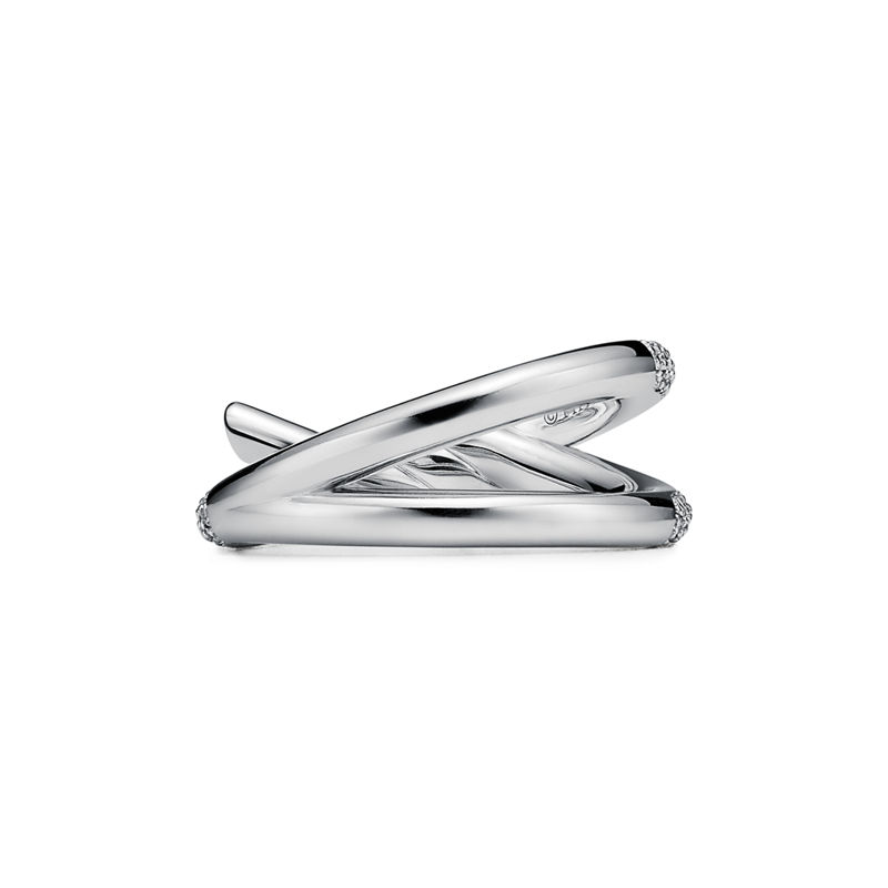 Tiffany & Co. Tiffany Knot Anillo De Dos Vueltas En Oro Blanco Con Diamantes