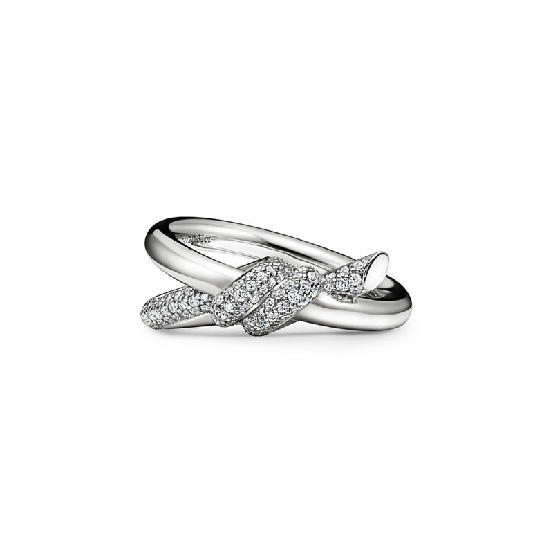 Tiffany & Co. Tiffany Knot Anillo de dos vueltas en oro blanco con diamantes