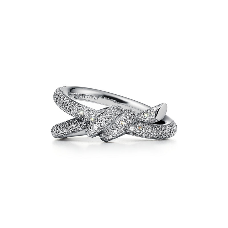 Tiffany & Co. Tiffany Knot Anillo de dos vueltas en oro blanco con diamantes