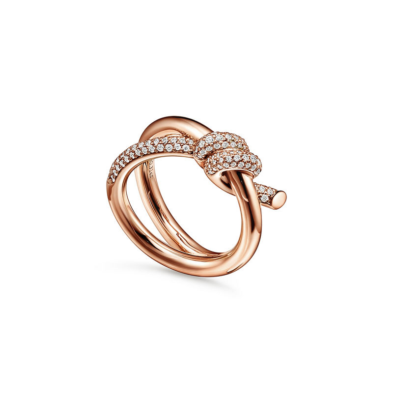 Tiffany & Co. Tiffany Knot Anillo De Dos Vueltas En Oro Rosa Con Diamantes