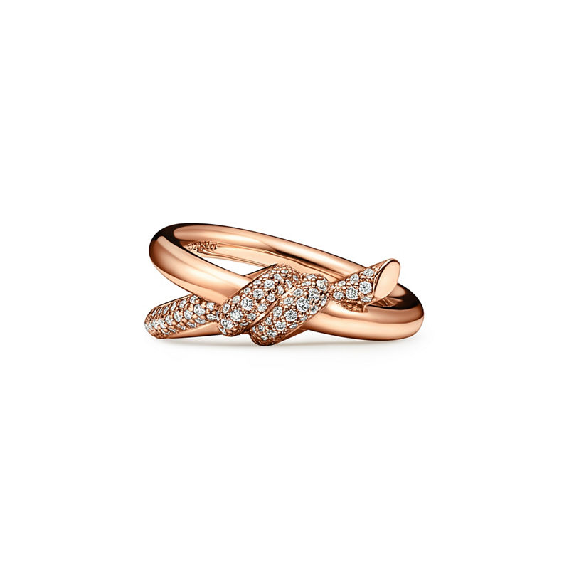 Tiffany & Co. Tiffany Knot Anillo de dos vueltas en oro rosa con diamantes