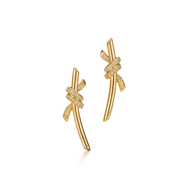 Tiffany & Co. Tiffany Knot Pendientes en oro amarillo con diamantes