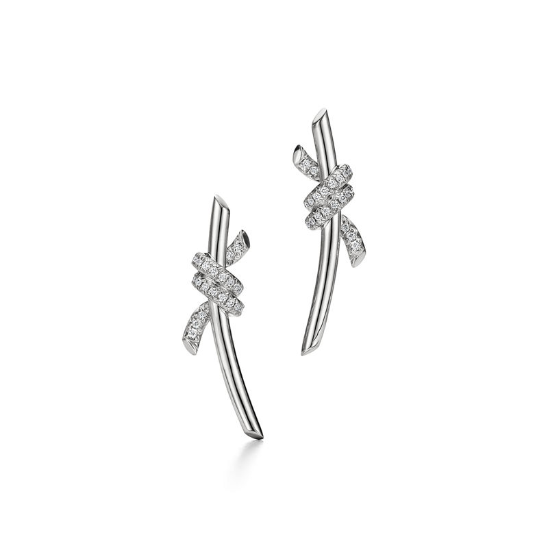 Tiffany & Co. Tiffany Knot Pendientes en oro blanco con diamantes