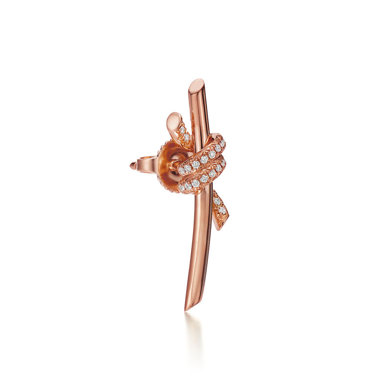 Tiffany & Co. Tiffany Knot Pendientes En Oro Rosa Con Diamantes