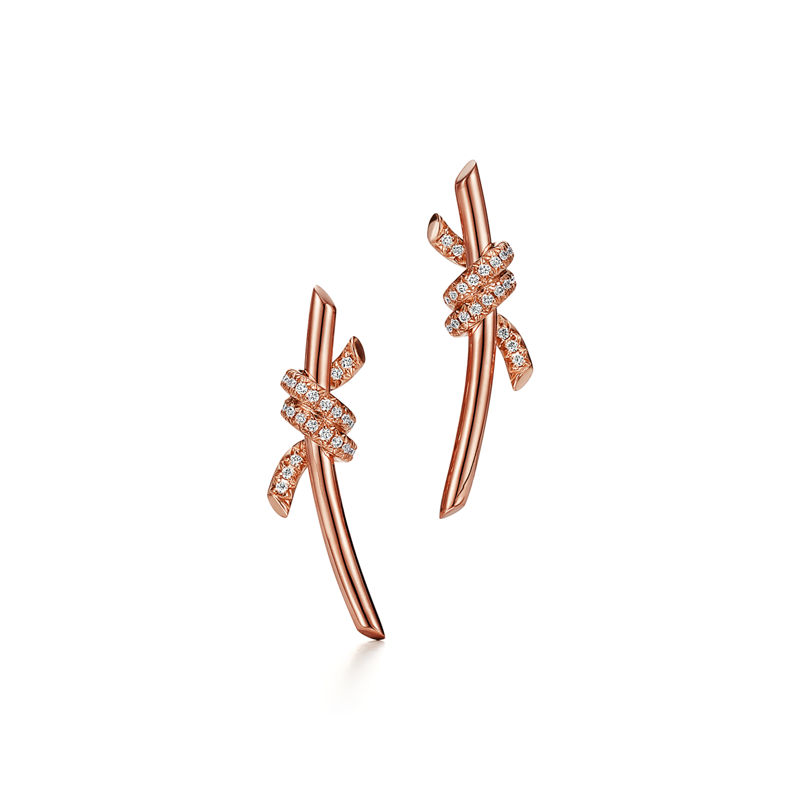 Tiffany & Co. Tiffany Knot Pendientes en oro rosa con diamantes