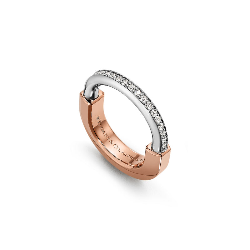 Tiffany & Co. Tiffany Lock Anillo De Oro Rosa Y Blanco Con Diamantes