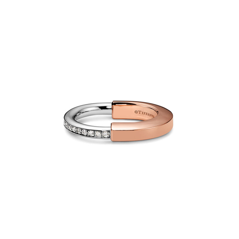 Tiffany & Co. Tiffany Lock Anillo De Oro Rosa Y Blanco Con Diamantes