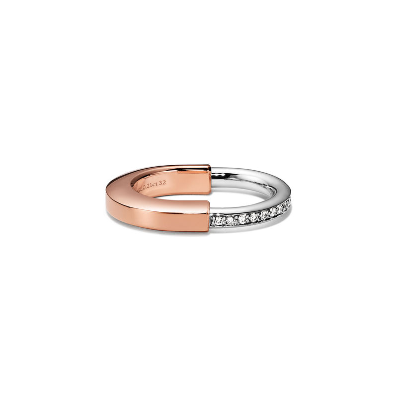 Tiffany & Co. Tiffany Lock Anillo de oro rosa y blanco con diamantes