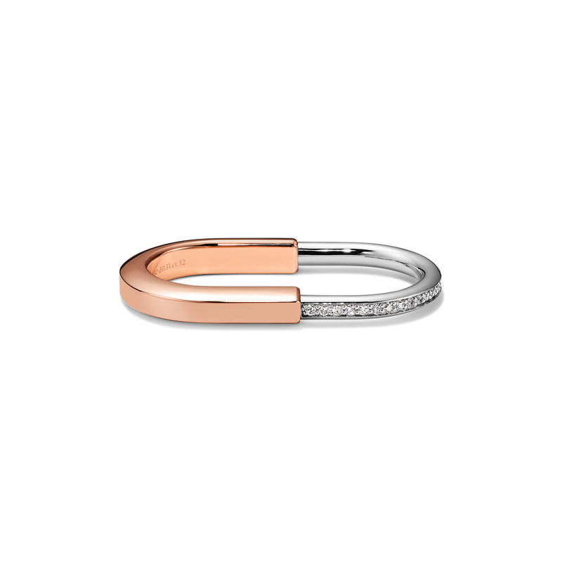 Tiffany & Co. Tiffany Lock Anillo para dos dedos de oro rosa y blanco con diamantes