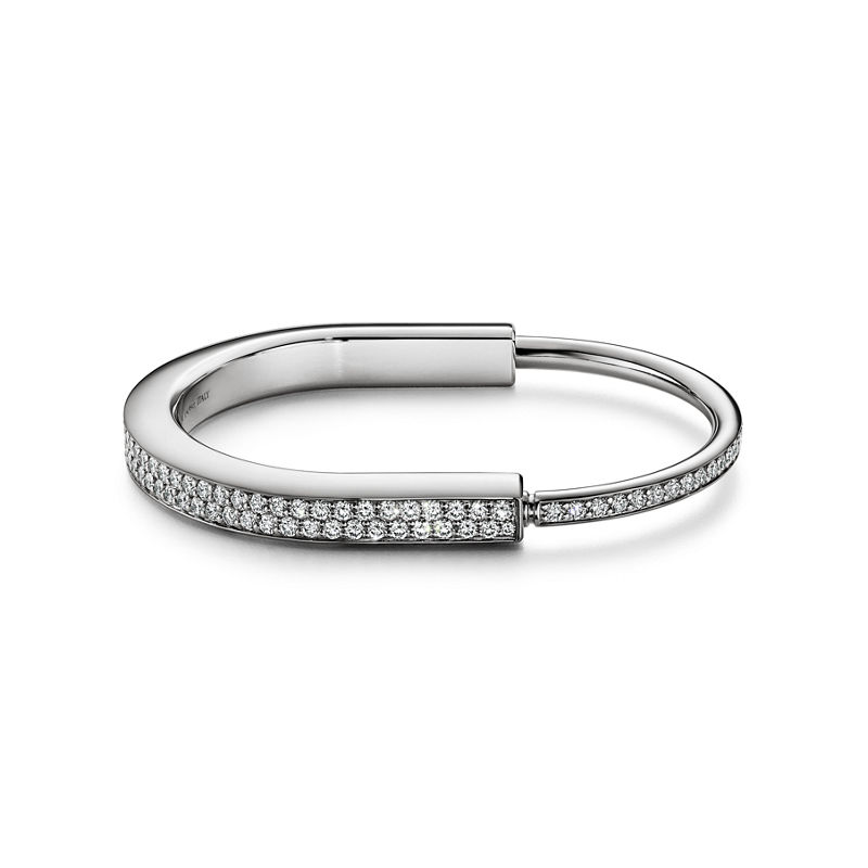 Tiffany & Co. Tiffany Lock Brazalete en oro blanco con pavé completo de diamantes
