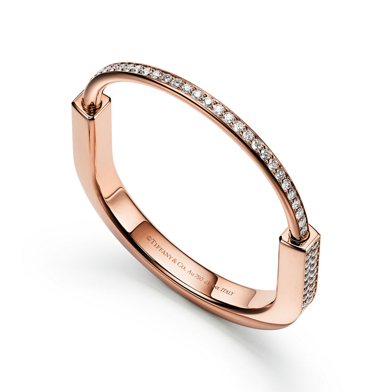 Tiffany & Co. Tiffany Lock Brazalete En Oro Rosa Con Pavé Completo De Diamantes