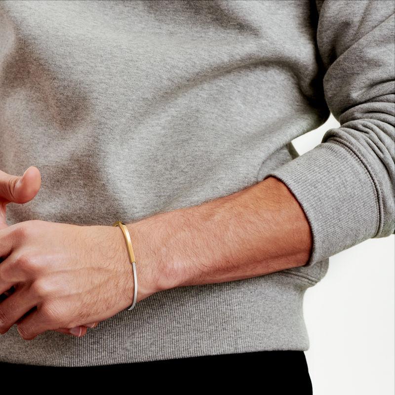 Tiffany & Co. Tiffany Lock Brazalete Estrecho De Oro Amarillo Y Blanco