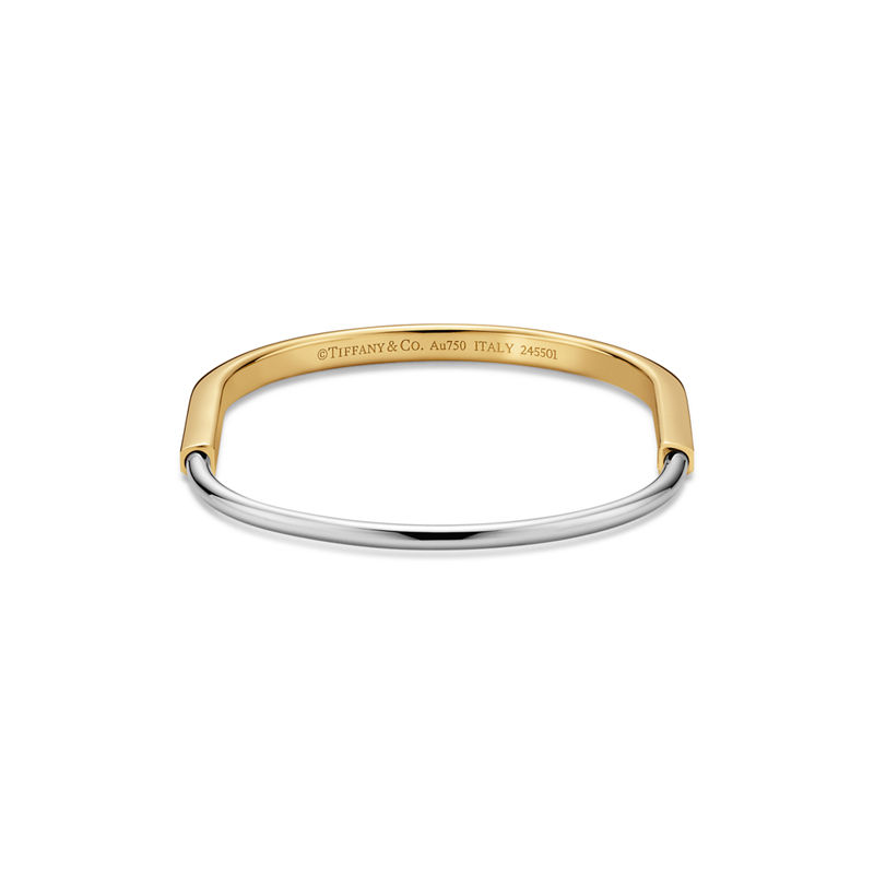 Tiffany & Co. Tiffany Lock Brazalete Estrecho De Oro Amarillo Y Blanco