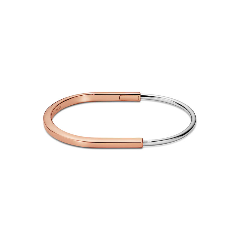 Tiffany & Co. Tiffany Lock Brazalete estrecho de oro rosa y blanco