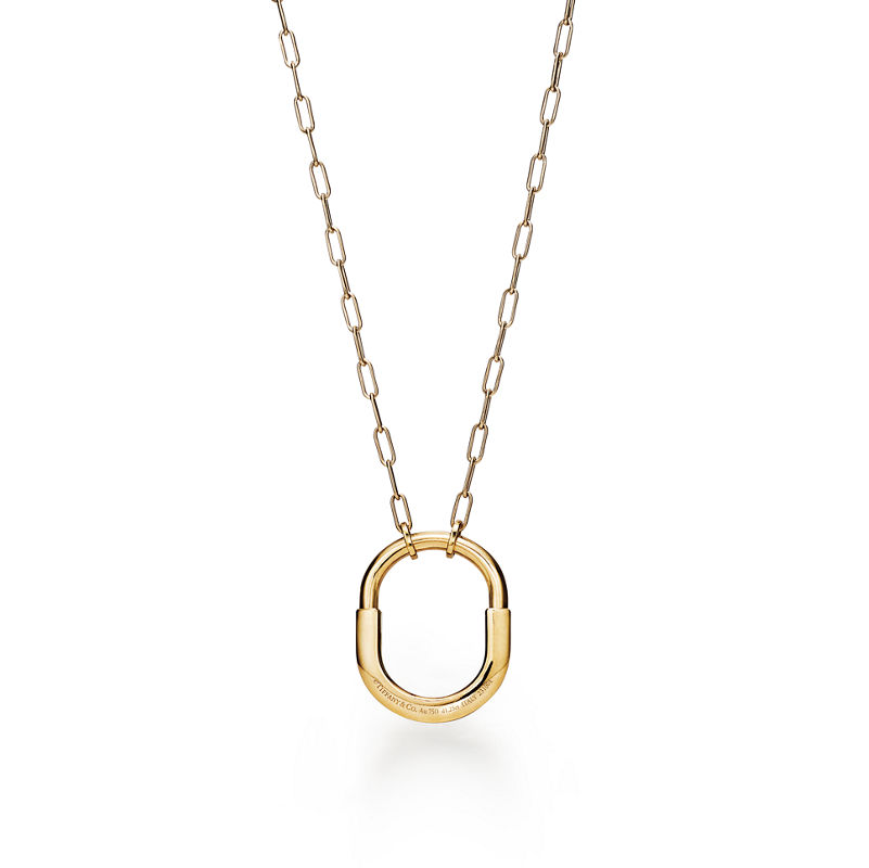 Tiffany & Co. Tiffany Lock Colgante En Oro Amarillo Con Diamantes En Pavé Tamaño Mediano