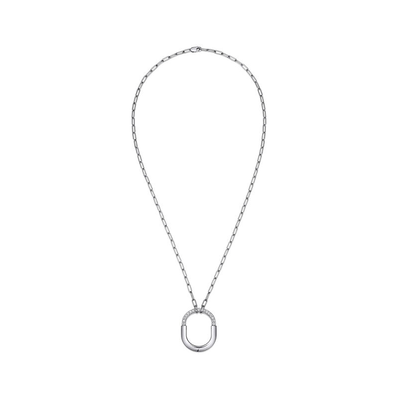 Tiffany & Co. Tiffany Lock Colgante En Oro Blanco Con Diamantes Tamaño Mediano