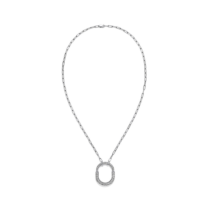 Tiffany & Co. Tiffany Lock Colgante En Oro Blanco Con Diamantes En Pavé Tamaño Mediano