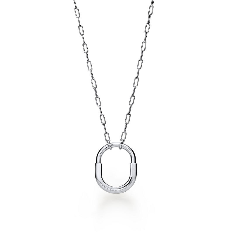 Tiffany & Co. Tiffany Lock Colgante En Oro Blanco Con Diamantes En Pavé Tamaño Mediano