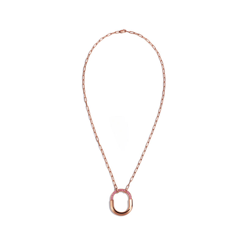 Tiffany & Co. Tiffany Lock Colgante Mediano De Oro Rosa Con Zafiros Rosas