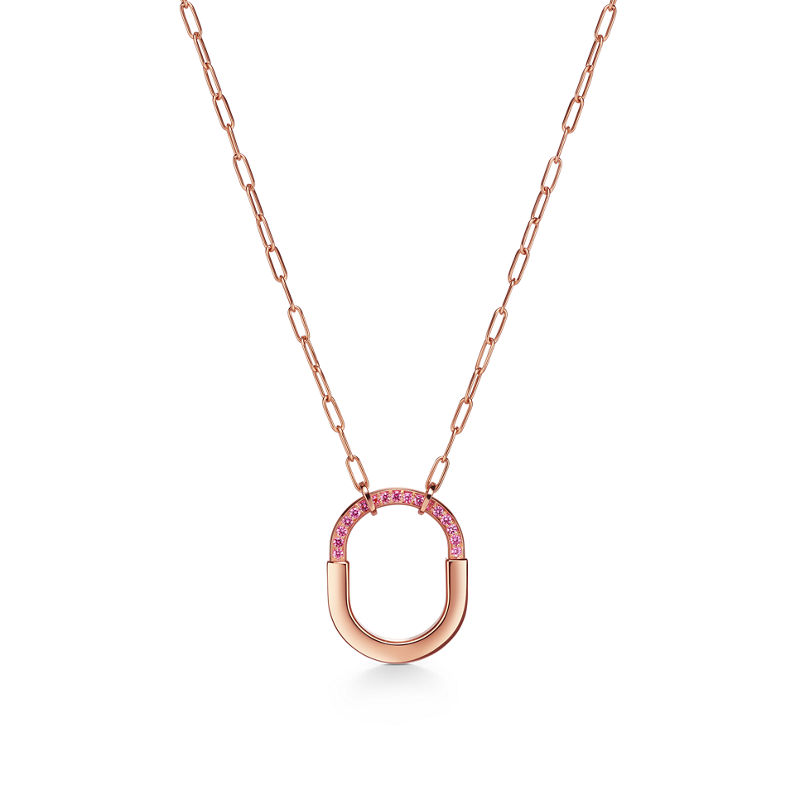 Tiffany & Co. Tiffany Lock Colgante mediano de oro rosa con zafiros rosas