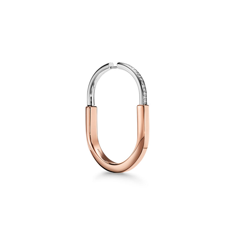 Tiffany & Co. Tiffany Lock Pendientes En Oro Rosa Y Blanco Con Diamantes Extragrandes