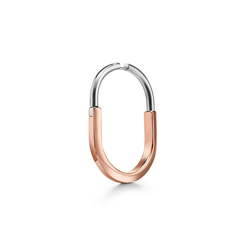 Tiffany & Co. Tiffany Lock Pendientes En Oro Rosa Y Blanco Con Diamantes Extragrandes