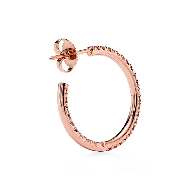 Tiffany & Co. Tiffany Metro Pendientes De Aro En Oro Rosa Con Diamantes Tamaño Mediano