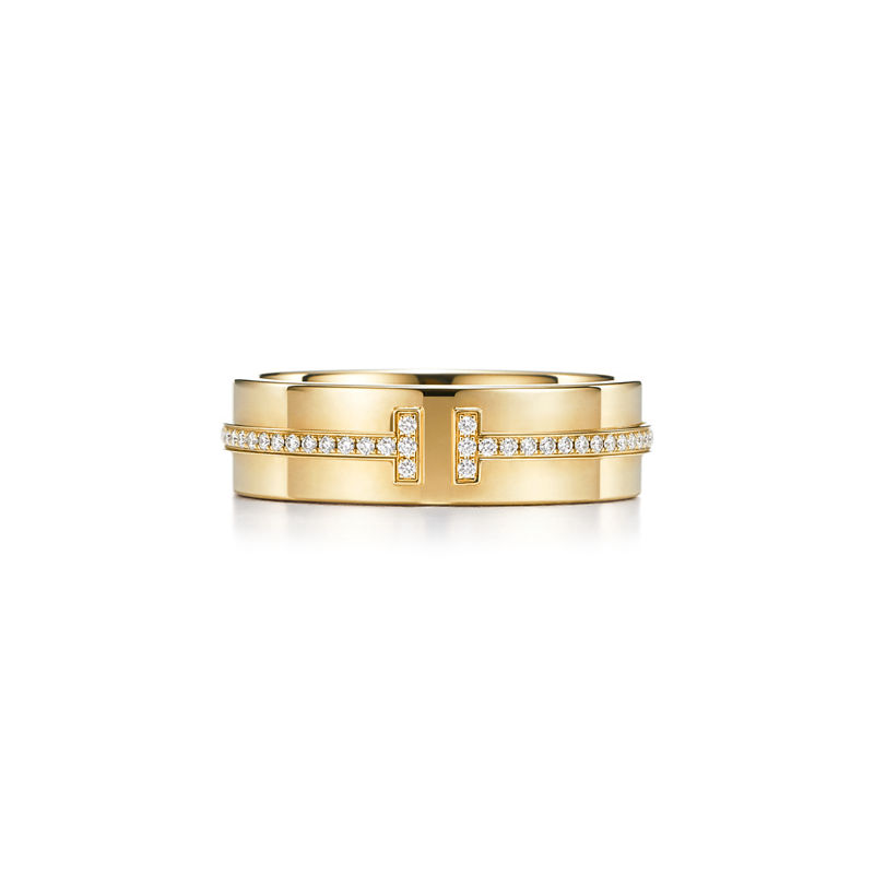 Tiffany & Co. Tiffany T Anillo de diamantes ancho de oro amarillo