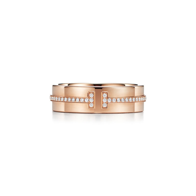 Tiffany & Co. Tiffany T Anillo de diamantes ancho de oro rosa