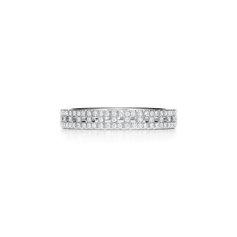 Tiffany & Co. Tiffany T Anillo estrecho True de oro blanco con diamantes en pavé