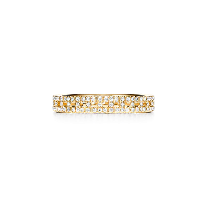 Tiffany & Co. Tiffany T Anillo estrecho True de oro con diamantes en pavé