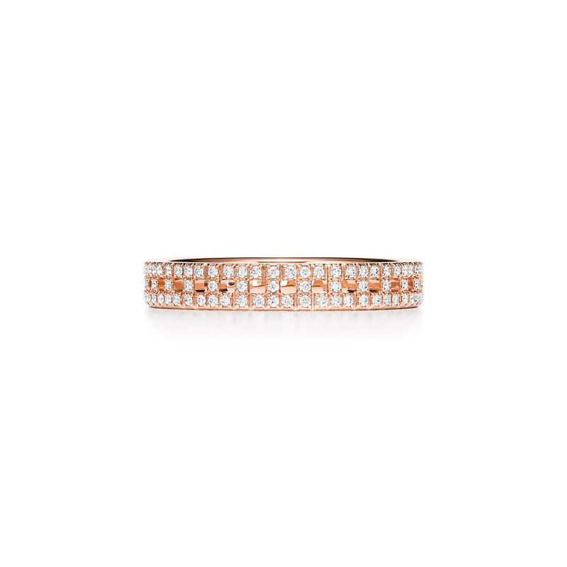Tiffany & Co. Tiffany T Anillo estrecho True de oro rosa con diamantes en pavé